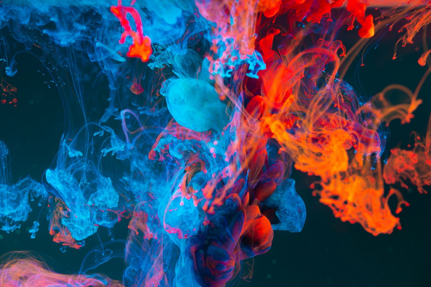 Blue and red pigment dispersing in water